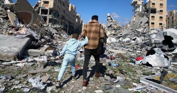 Two years of Israeli attacks have turned a huge number of Gaza's buildings into piles of rubble and ash