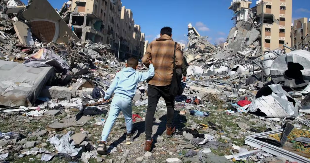 Two years of Israeli attacks have turned a huge number of Gaza's buildings into piles of rubble and ash