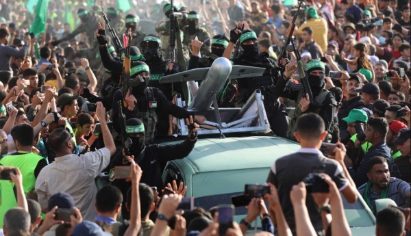 A parade for the Izz ad-Din al-Qassam Brigades, Hamas’s militant arm, is held in Gaza