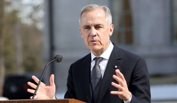 Canada's Prime Minister Mark Carney speaks during a news conference at Rideau Hall for after a swearing in ceremony on March 14, 2025 in Ottawa.