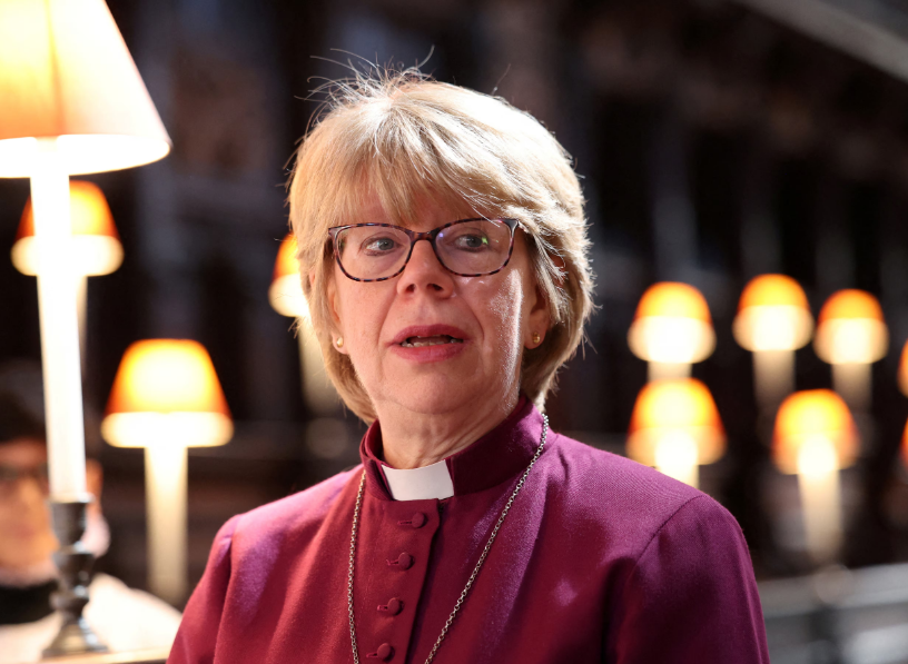 Archbishop of Canterbury-designate Sarah Mullally poses inside Canterbury Cathedral
