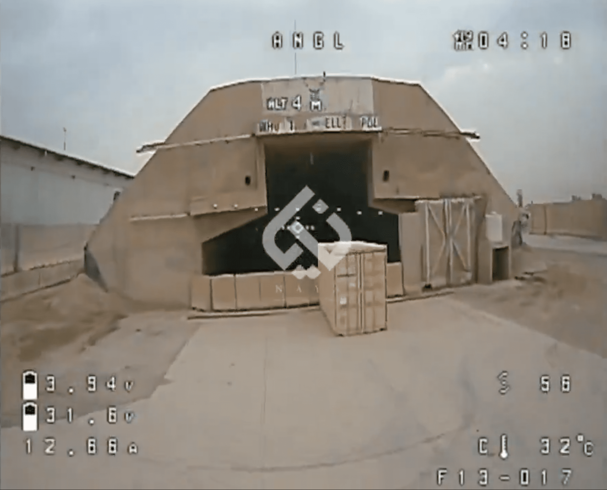 Drone camera view of US military base Camp Victory near Baghdad targeted by Iraqi fiber-optic FPV drone attack